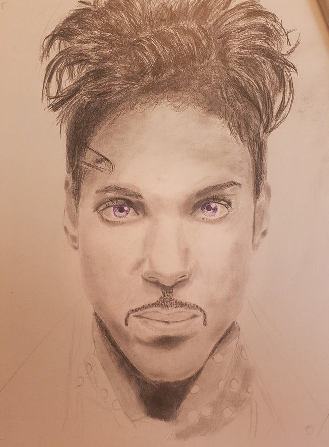 Euphoria — graphite portrait with violet eyes