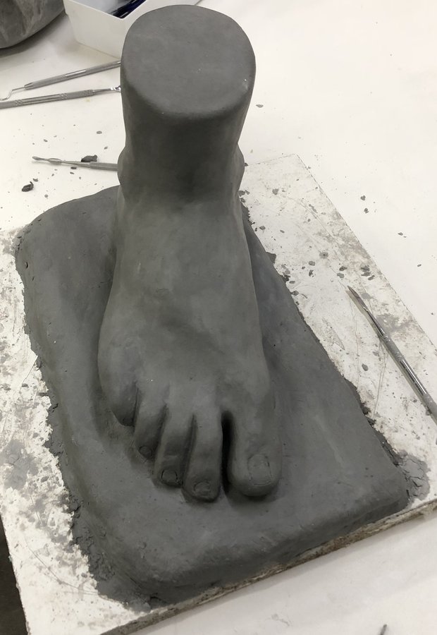 Michelangelo study — clay sculpture of a foot
