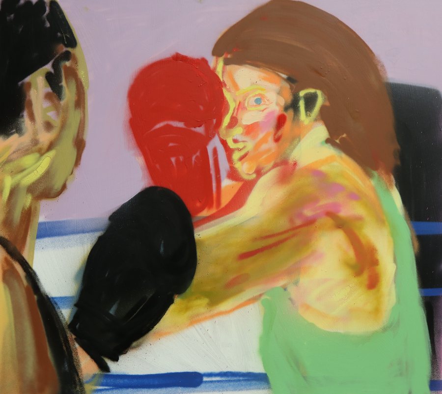 Glass Jaw — two boxers in the ring, painted in yellow, red, and green
